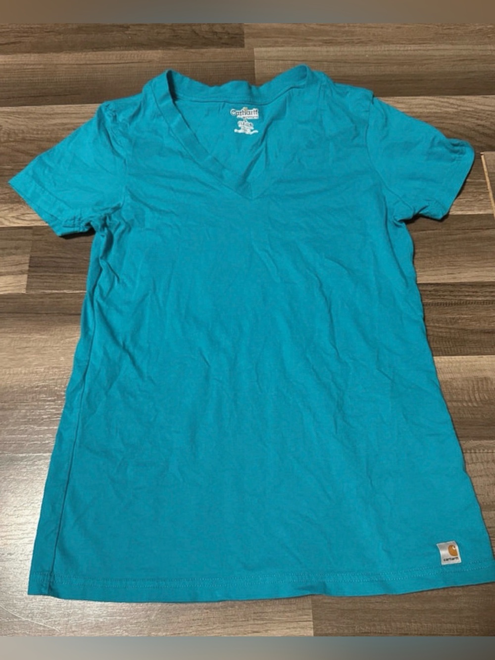 Carhartt Women's Teal V-Neck Short Sleeve Top size large